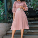 D254 dress Amazon summer large size lace crochet sexy hollow pleated European and American dress cross-border dress - Image 2