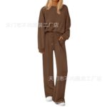 European and American Foreign Trade Cross-Border Women's Clothing Amazon Hot-Selling Autumn and Winter Knitted Sweatshirt and Wide-Leg Pants Casual Two-Piece Set - Image 11