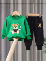 2025 Spring New Style Two-Piece Sweatshirt Set for Boys and Girls, Long-Sleeve and Long Pants, Korean Version Trendy Children's Outfit - Image 3