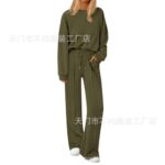 European and American Foreign Trade Cross-Border Women's Clothing Amazon Hot-Selling Autumn and Winter Knitted Sweatshirt and Wide-Leg Pants Casual Two-Piece Set - Image 8