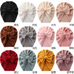 European and American New Baby Pure Color Pullover Hat with Bow Kidsren's Spring & Fall Indian Hat Snake Pattern Baby Boundless Hat - Image 6