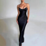 New Amazon Cross-border Women's Sexy Sling Satin Fashion Backless Strap Tight Waist Evening Dress dress - Image 6