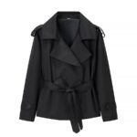 Factory Direct Sales Cross-Border Wholesale Multi-Color Lapel Belt-Tie Spring Trench Coat Loose Versatile Trench Coat for Women - Image 3