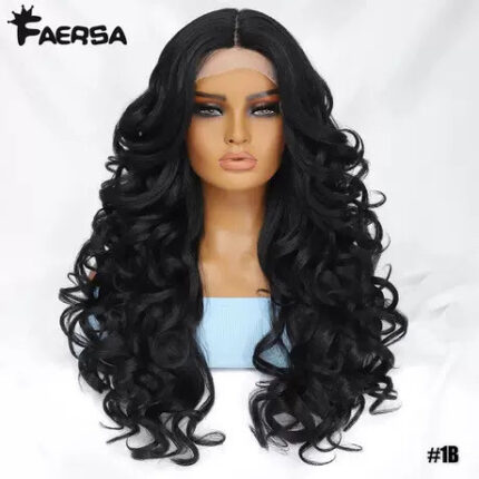 Cross-Border Manufacturer Direct Shipment in Stock 24inch Women's Celebrity Style Thick Long Curly Lace Glue-Free Synthetic Wig Set