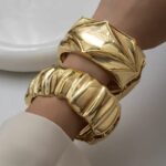 European and American Cross-Border Light Luxury Heavy-Duty Design Bracelet Metal Glossy Open Bracelet Normcore Geometric Stylish Wide Bracelet - Image 2