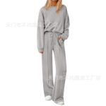 European and American Foreign Trade Cross-Border Women's Clothing Amazon Hot-Selling Autumn and Winter Knitted Sweatshirt and Wide-Leg Pants Casual Two-Piece Set - Image 12