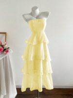 2025 New Summer Hip-Covering Skirt Slimming Look Mid-Length Skirt Cake Skirt Fairy Tube Top Pure Color Lotus Leaf Dress - Image 6