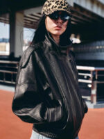 Cross-Border European and American Women's Fashion 2025 Autumn New Stylish Street Style Double-Collar Versatile Lychee Pattern Faux Leather Jacket - Image 2
