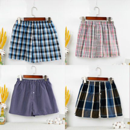 Summer Pajama Pants Shorts Wholesale Loose Men's Home Pants Plaid Outer Wear Home Underwear Arrot Pants Boxer Polyester