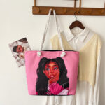 2025 Classic Outdoor Practical Versatile Retro Canvas Bag with Cartoon Print, Large Capacity Tote Beach Bag - Image 8