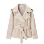 Factory Direct Sales Cross-Border Wholesale Multi-Color Lapel Belt-Tie Spring Trench Coat Loose Versatile Trench Coat for Women - Image 6