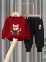 2025 Spring New Style Two-Piece Sweatshirt Set for Boys and Girls, Long-Sleeve and Long Pants, Korean Version Trendy Children's Outfit - Image 2
