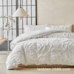 Old Watch Cross-Border Foreign Trade Supply Amazon Bedding Solid Color Cut Flower Tufted Flower Four-Leaf Clover Quilt Cover Pillowcase - Image 8