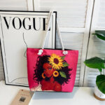 2025 Classic Outdoor Practical Versatile Retro Canvas Bag with Cartoon Print, Large Capacity Tote Beach Bag - Image 2