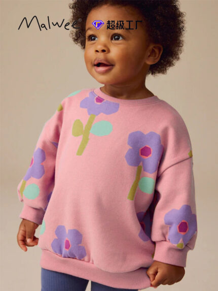 Cross-Border Malwee Autumn Kidsren's Clothing Sweatshirt Autumn and Winter New European and American Kidsren's Casual Round Neck Long-Sleeved Girls' Clothing