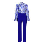 D316 European and American Clothing 2022 Autumn and Winter Loose Large Size Casual Printed Long-Sleeved Shirt Wide-Leg Pants Cross-Border Two-Piece Set - Image 8