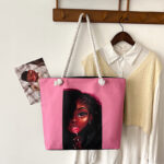 2025 Classic Outdoor Practical Versatile Retro Canvas Bag with Cartoon Print, Large Capacity Tote Beach Bag - Image 9