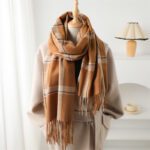 Women's Fashion Long Shawl Large Mesh Winter Warm Large Scarf Travel Blanket Wrap Comfortable with Tassel - Image 11
