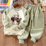 Children's Spring and Autumn Outfits, Boys' Stylish Autumn and Winter Clothing, Boys' Autumn Sweatshirt Two-Piece Set, Toddler Baby Clothes Wholesale - Image 9