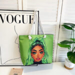 2025 Classic Outdoor Practical Versatile Retro Canvas Bag with Cartoon Print, Large Capacity Tote Beach Bag - Image 20
