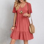 2023 Summer Cross-border Trade European and American Women's Amazon Dress Loose Casual Short-sleeved Waist Elegant Dress - Image 7