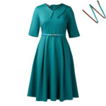 C8637 European and American Cross-Border Amazon Plus Size Women's Autumn Fashion Elegant Pure Color Lapel African Dress - Image 6