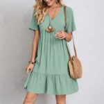 2023 Summer Cross-border Trade European and American Women's Amazon Dress Loose Casual Short-sleeved Waist Elegant Dress - Image 10