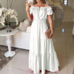 2026 European and American Cross-Border Trade New Fashion Solid Color Ruffled Strapless Dress with Puff Sleeves and Large Hem - Image 13
