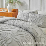 Old Watch Cross-Border Foreign Trade Supply Amazon Bedding Solid Color Cut Flower Tufted Flower Four-Leaf Clover Quilt Cover Pillowcase - Image 9