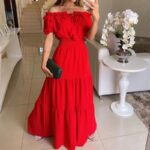 2026 European and American Cross-Border Trade New Fashion Solid Color Ruffled Strapless Dress with Puff Sleeves and Large Hem - Image 7