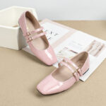 Cross-Border Amazon Women's Shoes 2026 Spring Shallow Square-Toe Flat Single-Strap Mary Jane Large Size Women's Shoes