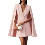 2025 European and American Amazon Cross-Border Autum Work Clothing Double-Breasted Shawl Cloak Pure Color Suit Dress Women's Clothing - Image 9
