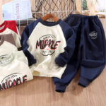 Children's Spring and Autumn Outfits, Boys' Stylish Autumn and Winter Clothing, Boys' Autumn Sweatshirt Two-Piece Set, Toddler Baby Clothes Wholesale