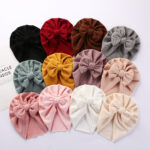 European and American New Baby Pure Color Pullover Hat with Bow Kidsren's Spring & Fall Indian Hat Snake Pattern Baby Boundless Hat - Image 2