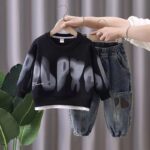 Boys and Middle-Aged Kidsren's Suits Autumn and Winter 2025 New Style Kidsren's Fashionable Velvet Sweatshirt Boys Handsome and Casual - Image 12