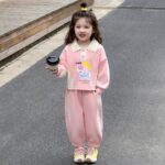 Girls Suit Spring and Autumn 2025 New Children's Fashionable Baby Girl Autumn Cartoon Casual Autumn Two-Piece Set