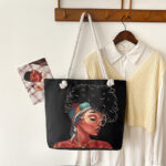 2025 Classic Outdoor Practical Versatile Retro Canvas Bag with Cartoon Print, Large Capacity Tote Beach Bag - Image 4